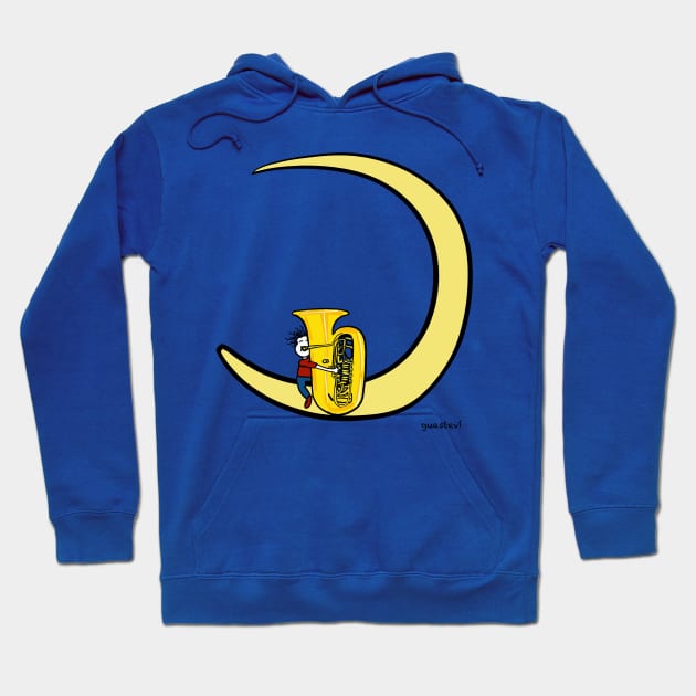 Tuba and moon Hoodie by Guastevi